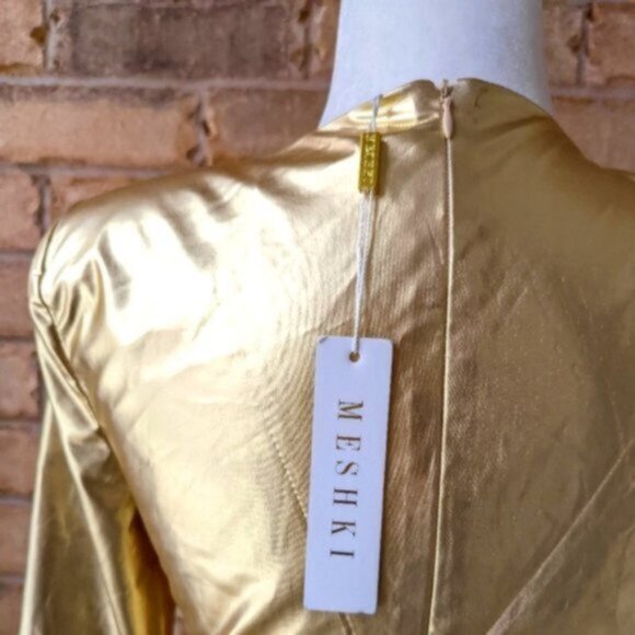 Meshki gold "Hazel" long sleeve metallic bodycon mini dress - Picture 4 of 6